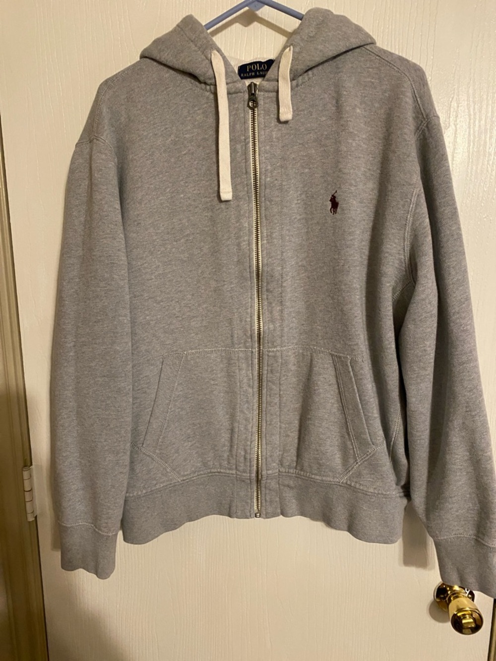 Polo by Ralph Lauren Gray Zip-Up Hoodie with Maroon Pony